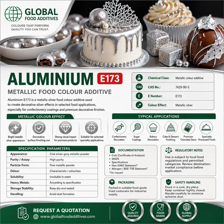 Aluminium E173 metallic food colour additive food additive ingredient illustration