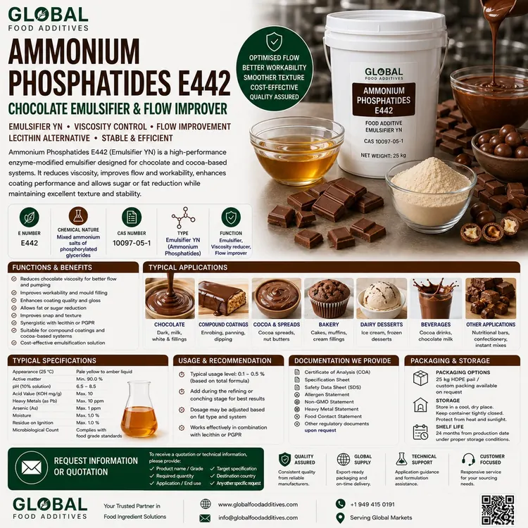 Ammonium Phosphatides E442 chocolate emulsifier food additive ingredient illustration