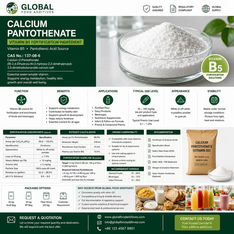 Calcium Pantothenate food additive food additive ingredient illustration