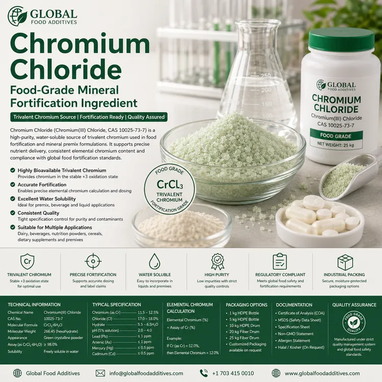 Chromium Chloride mineral fortification ingredient food additive ingredient illustration