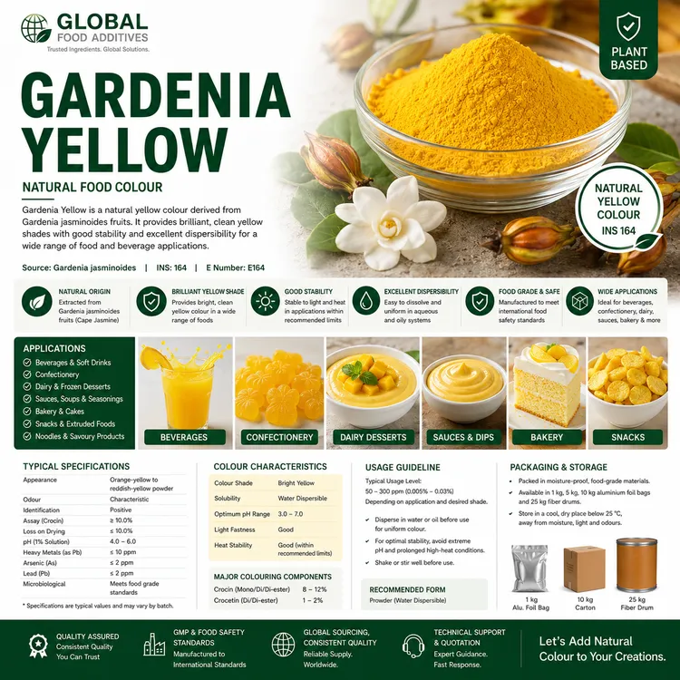 Gardenia Yellow natural food colour food additive ingredient illustration