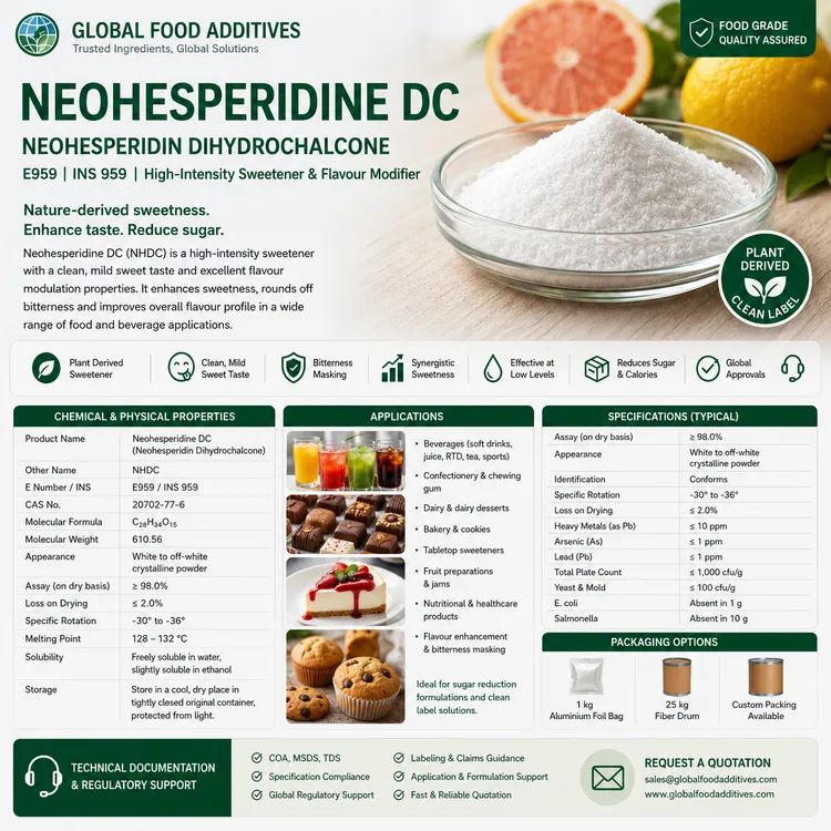 Neohesperidine DC food-grade high-intensity sweetener food additive ingredient illustration