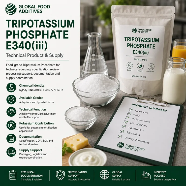 Food-grade Tripotassium Phosphate E340(iii) crystals or granules